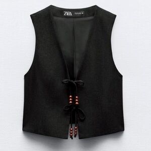 Zara linen bead vest